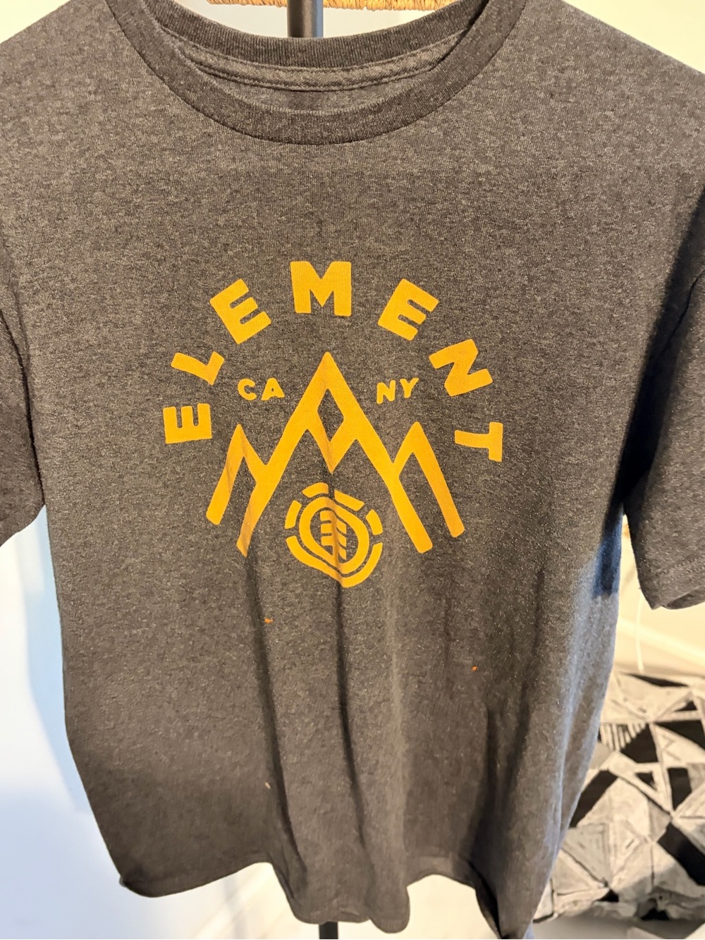 Element Short Sleeve Gray Tee with Yellow Mountain Graphic